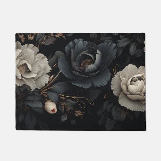 Paillasson Fleurs noires et blanches (Devant)
