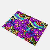 Paillasson Fleurs psychédéliques rétro 60s Motif arc-en-ciel (Incliné)
