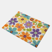 Paillasson Fleurs rétro Lilac orange et vert (Incliné)