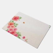 Paillasson Fleurs roses blanches soleil Papillon Aquarelle (Incliné)
