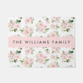 Paillasson Fleurs roses, Roses, Fleurs Aquarelles, Votre Nom (Devant)