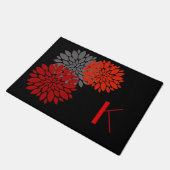 Paillasson Fleurs rouges Monogramme Porte Mat (Incliné)