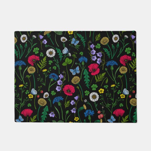 Paillasson Fleurs sauvages en noir (Devant)
