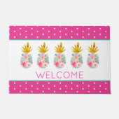Paillasson Fleurs tropicales roses et ananas (Devant)