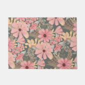 Paillasson Fleurs vertes rose Sage Laisser Motif Aquarelle (Devant)