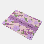 Paillasson Fleurs Violettes, Motif De Fleurs, Votre Nom (Incliné)