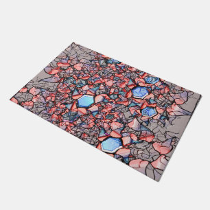 Paillasson Flor virtuel entalhada nas cores azul e salmão