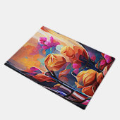 Paillasson Floral Abstract Art Orange Red Blue Flowers (Incliné)