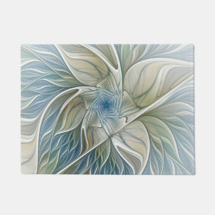 Paillasson Floral Dream Motif Abstrait Blue Khaki Fractal
