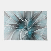 Paillasson Floral Fractal Moderne Fleur Abstrait gris bleu (Devant)