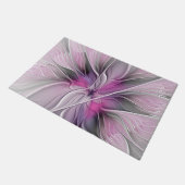 Paillasson Floral Fractal moderne Fleur Abstraite rose gris (Incliné)
