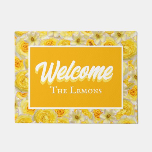Paillasson Floral jaune et blanc Personnaliser l'entrée Accue (Devant)