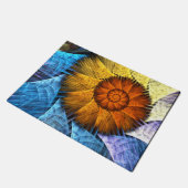 Paillasson Floral Orange Bleu Jaune Art Abstrait (Incliné)