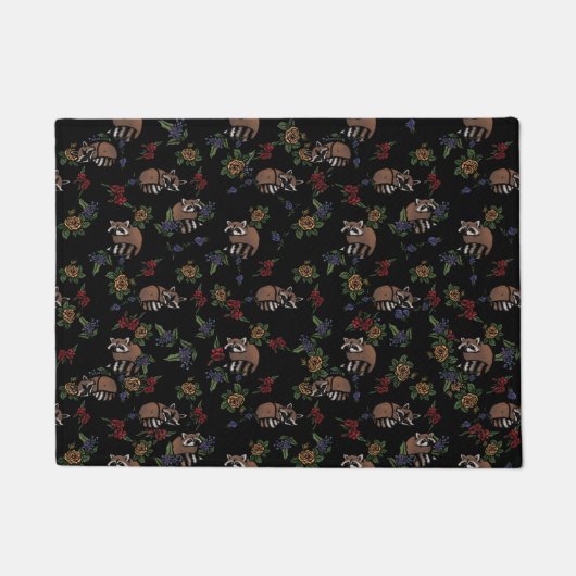 Paillasson Floral Raccoons mignon couchant Motif (Devant)