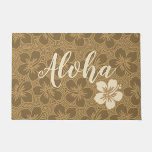 Paillasson Floral rayé hawaïen de ketmie d'île Aloha