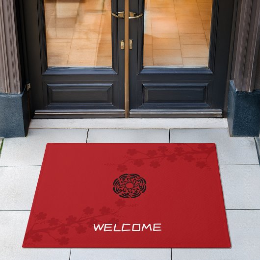 Paillasson Flore rouge gras