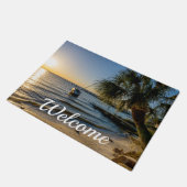 Paillasson Floride Paillette de soleil couché de palmier mat  (Incliné)