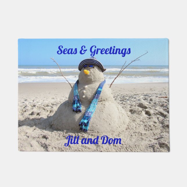 Paillasson Floride personnalisée Snowman - Beach Doormat (Devant)