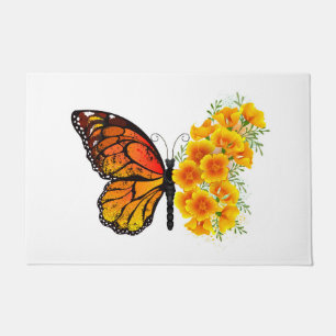 Paillasson Flower Butterfly with Yellow California Poppy