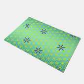 Paillasson Flower Of Life - timbre sans couture motif - cyan (Incliné)