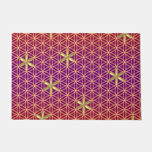 Paillasson Flower Of Life - timbre sans couture motif - or ro (Devant)