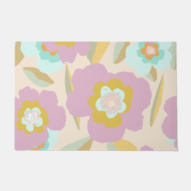 Paillasson Flowers abstrait | Pastel Lilac Floral Pattern (Devant)