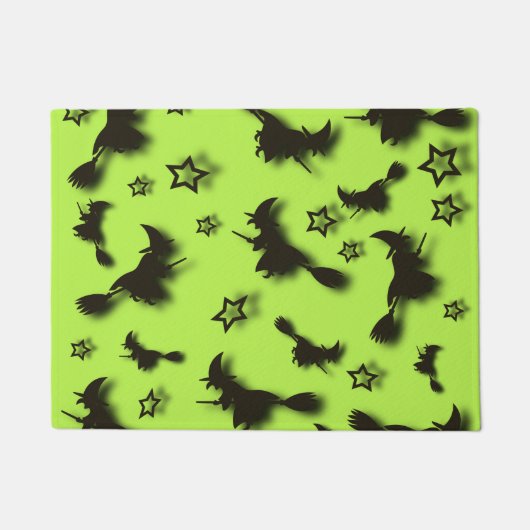 Paillasson Flying witch among stars at Halloween night 3D  (Devant)