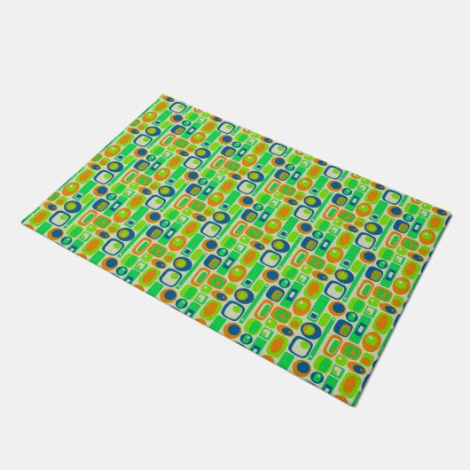 Paillasson Fond d'écran amusant Retro - vert bleu orange (Incliné)