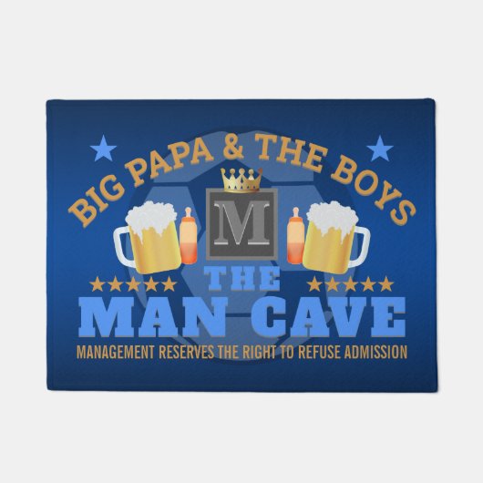 Paillasson FOOTBALL et BIÈRE avec MONOGRAM sur MAN CAVE (Devant)