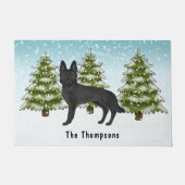 Paillasson Forêt d'hiver de berger noir allemand avec nom (Devant)