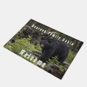 Paillasson Forêt d'ours Noir Famille Cabine, Rustique, Bienve (Incliné)