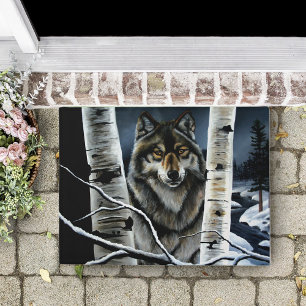 Paillasson Forêt mystique de bouleaux aux loups alpha en hive