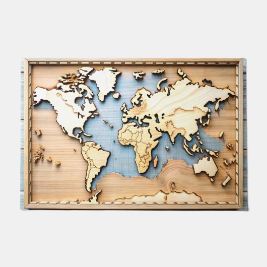 Paillasson Format de carte du monde 3D encadré (Devant)