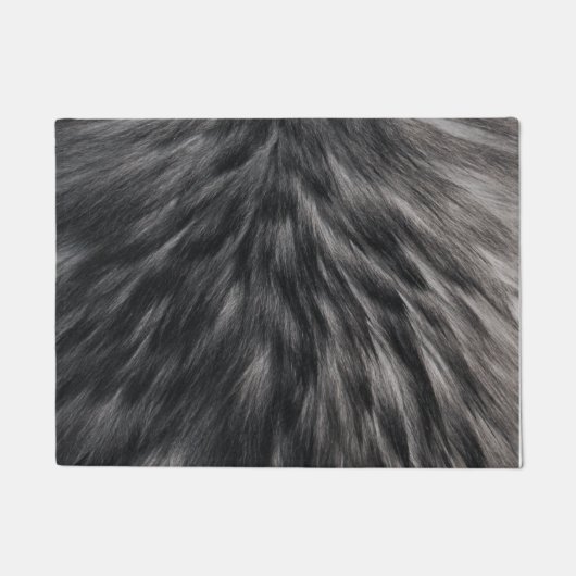 Paillasson Fourrure Faux de luxe Imprimé noir Gris Mink Cheve (Devant)