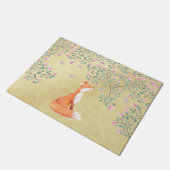 Paillasson Fox avec des papillons et des fleurs roses (Incliné)