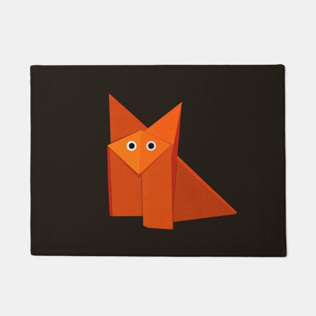 Paillasson Fox mignon foncé d'origami (Devant)