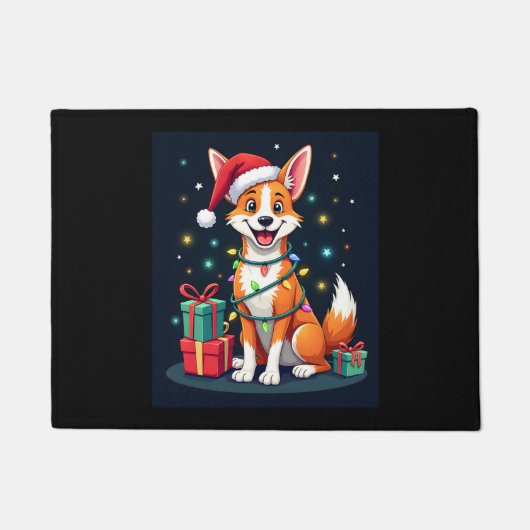 Paillasson Fox Terrier Xmas Éclairage Père Noël Fox Terrier C (Devant)