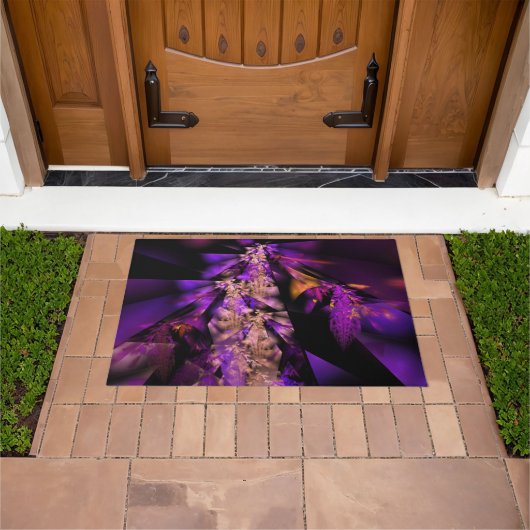 Paillasson fractale moderne en noir et violet (De plein air)