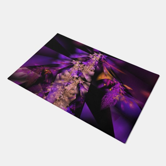 Paillasson fractale moderne en noir et violet (Incliné)