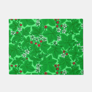 Paillasson Fraises et Feuilles Art Nouveau, Lime Green