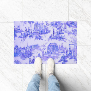 Paillasson Français Bleu Blanc Toile Chinoiserie Style Rustiq