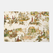 Paillasson Français Creme Toile Chinoiserie Style Rustique (Devant)