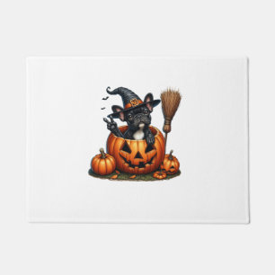Paillasson Française Bulldog sorcière Citrouille Halloween Ho