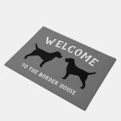 Paillasson Frontière Chien de race Terrier Silhouettes Person (Incliné)