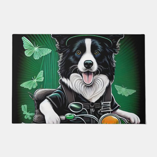 Paillasson Frontière Collie Chien Conduite Vélo St. Patrick's (Devant)