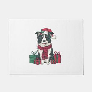 Paillasson Frontière Collie Chien Fêtes de Noël Père Noël
