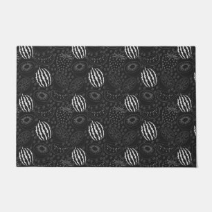 Paillasson Fruit sans couture motif noir et blanc Tropical