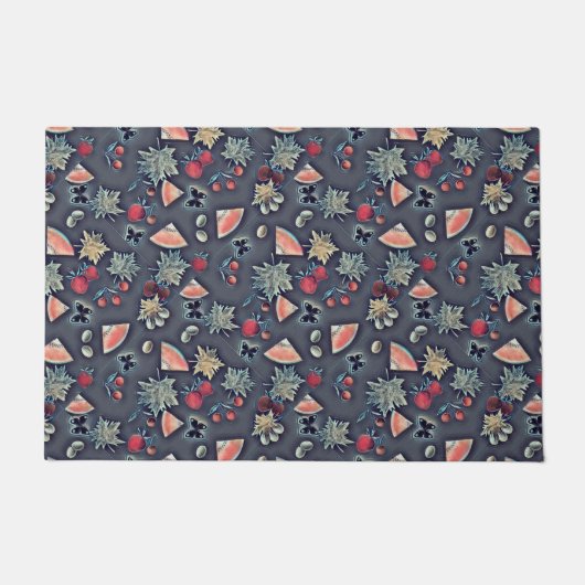 Paillasson Fruits vintages cerisier pastèque raisin foncé (Devant)