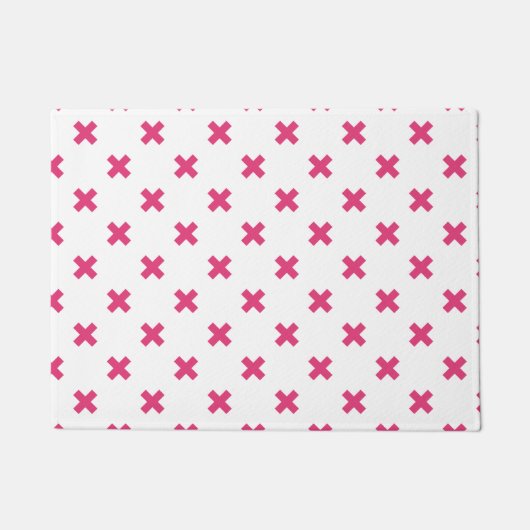 Paillasson Fuchsia croix sur le blanc (Devant)