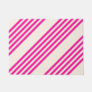 Paillasson Fuchsia et beige cinq rayures motif